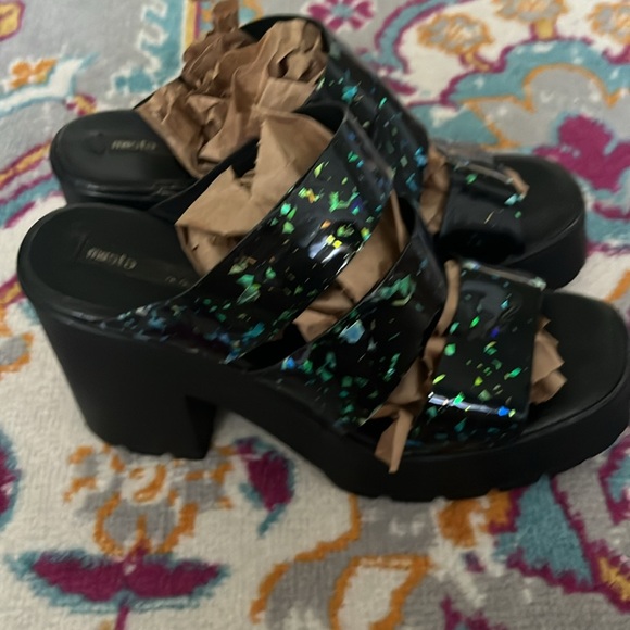 Miista Made In Spain Speckle Black Glitter
Iridescent Platform Sandals-Size 39 - Picture 10 of 14